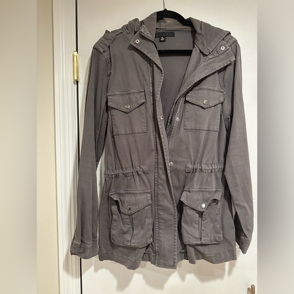 “TINSEL” brand grey jacket. Excellent condition.